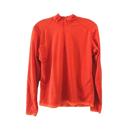 Patagonia Womens Capilene Baselayer Top Size Large Orange 1/4 Zip Thermal L/S - Picture 1 of 4